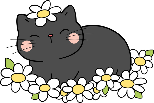 Daisy cat cartoon Spring concept